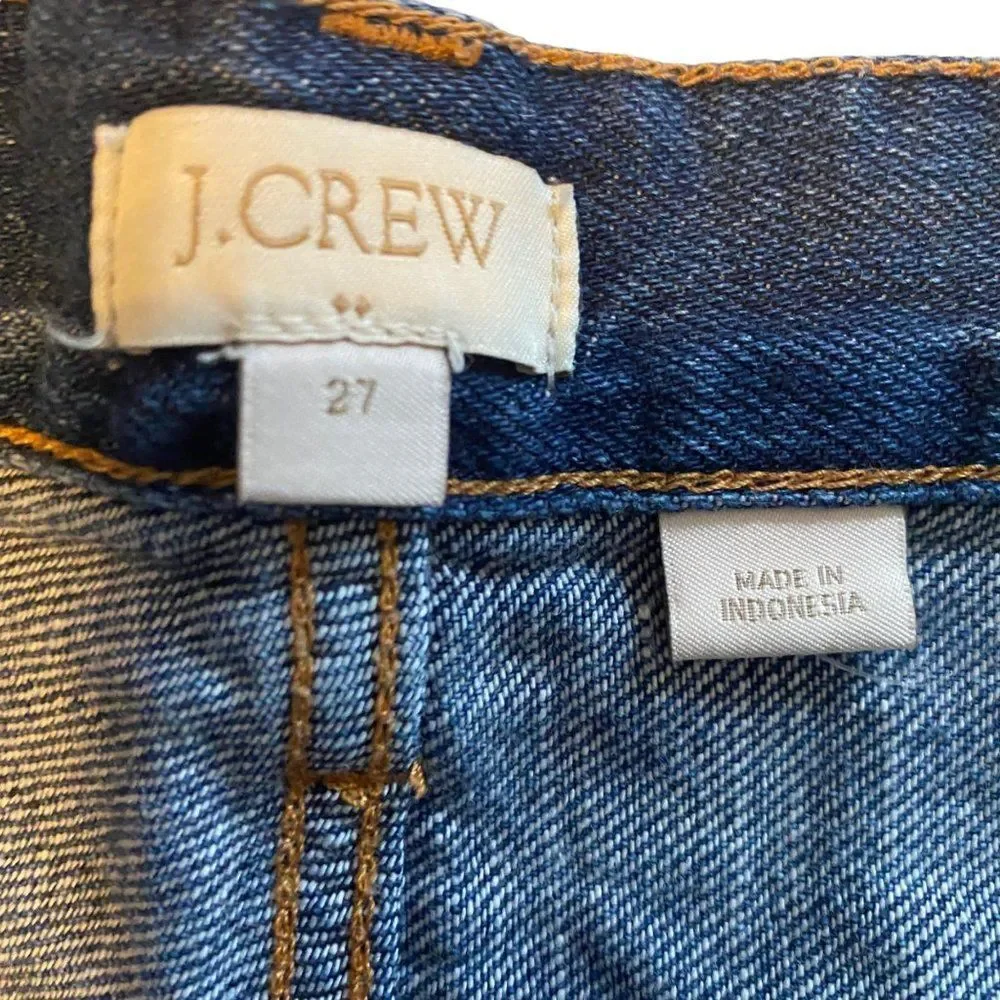 J.Crew Blue Denim Distressed Cuffed Jean Shorts Sz‎ 27